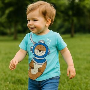 NEW Boys 12-18 Months Otter Scuba Friend Aqua Shirt dot & ZAZZ Toddler Top
